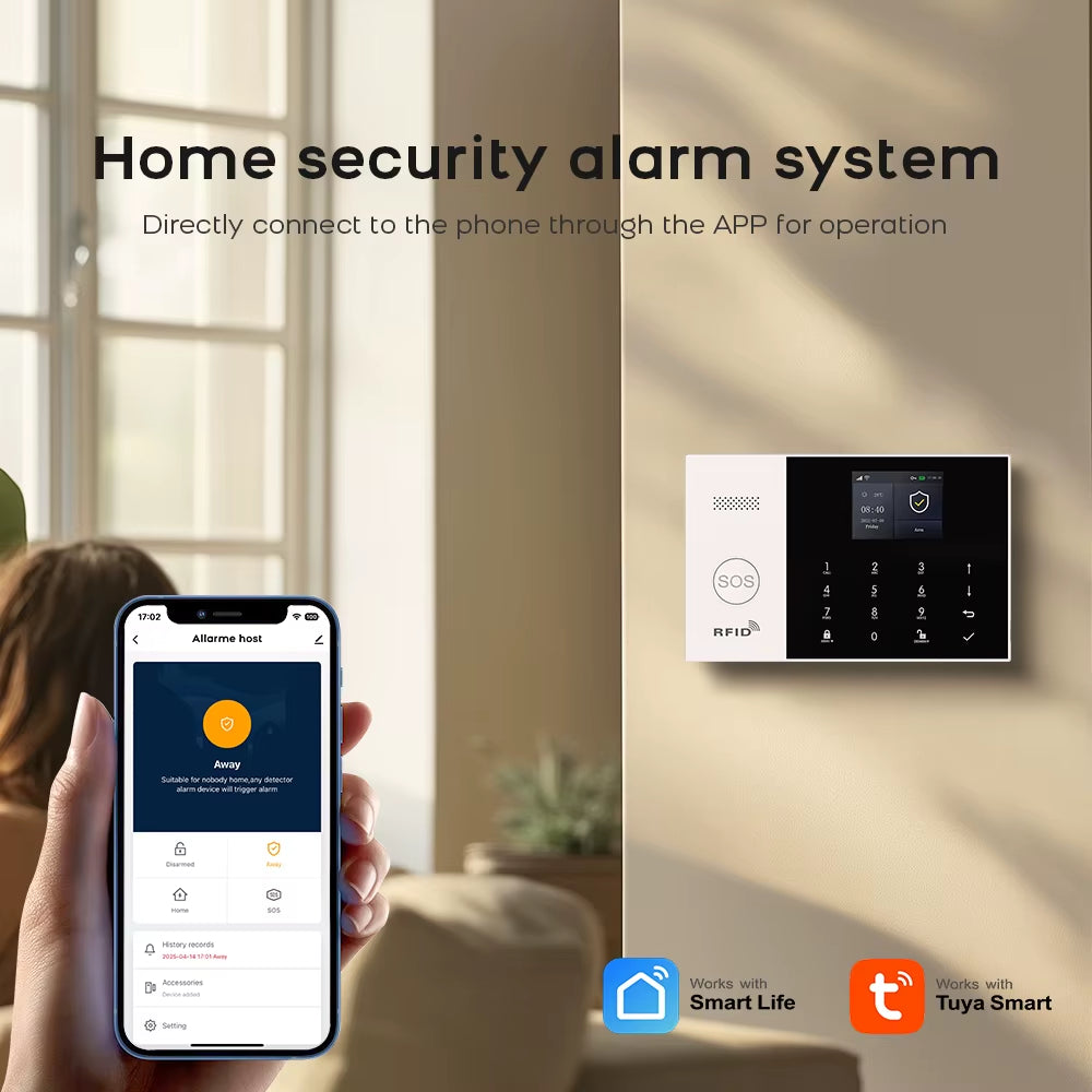 Residential Tuya Smart Gsm Wifi Alarm System for Home Wireless Security Alarm House Smart Life App Control Work with Alexa